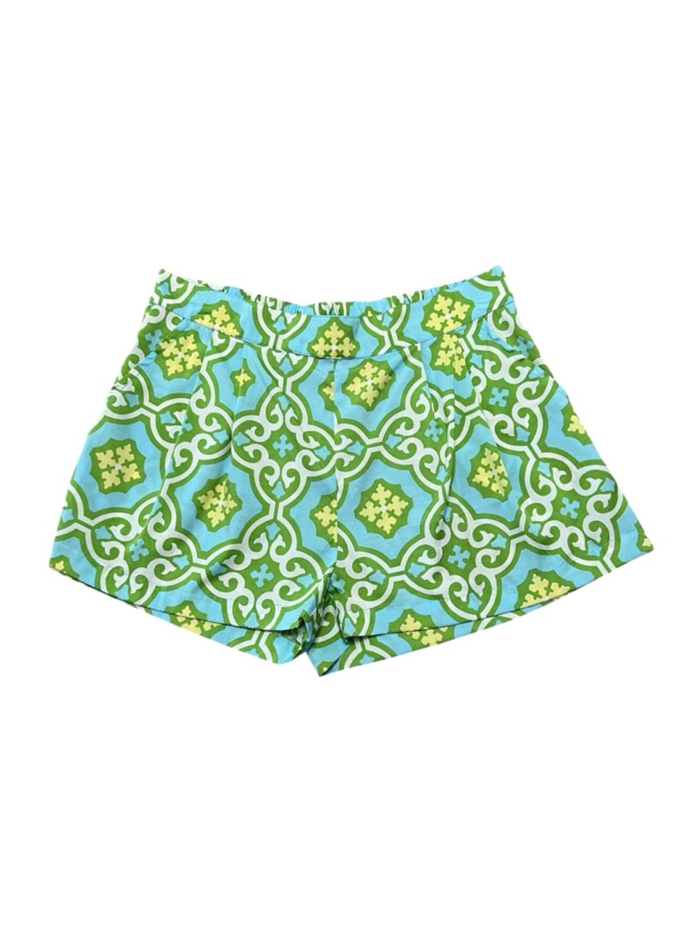 Women’s BUCKHEAD BETTIES pleated pull-on flowy geometric pattern shorts size M